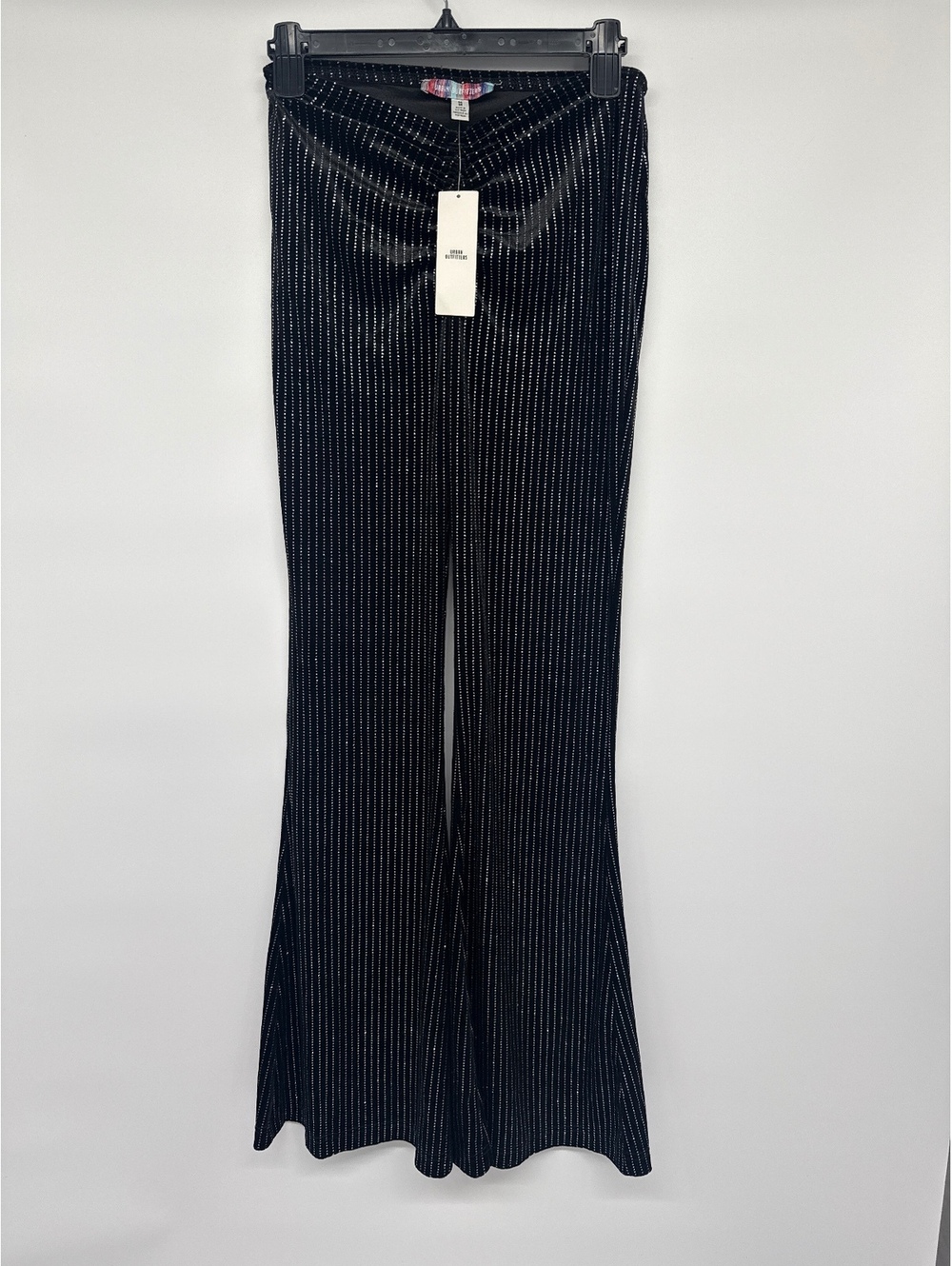 Urban Outfitters Black Velvet Pinstripe Flared Pants - Size M